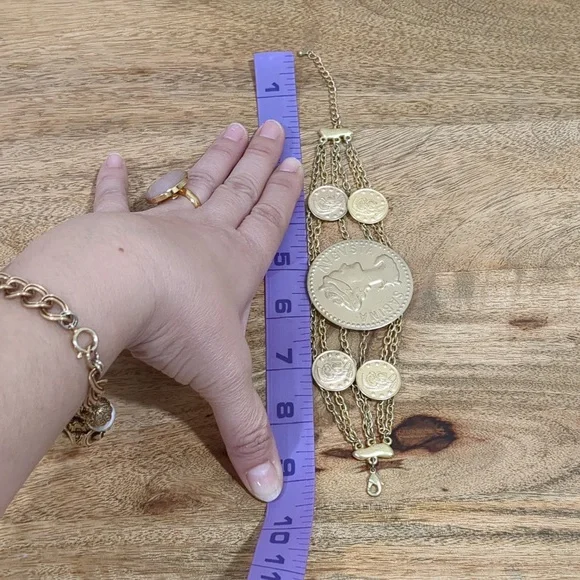 Greek Coins Multilayer Chains Bracelet - Picture 12 of 13